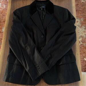 Talbots Black Blazer Velvet Collar Size 14 Velvet Collar Jacket Womens